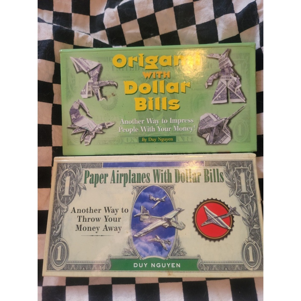 Lot of 2 Dollar Bill Origami Books Duy Nguyen Paper Airplanes Money Art